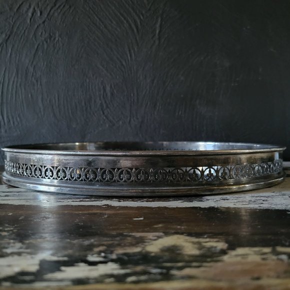 Vtg Eisenberg Lozano Silverplate and Formica Fleur de Lis Gallery /Cocktail Tray - Picture 2 of 6